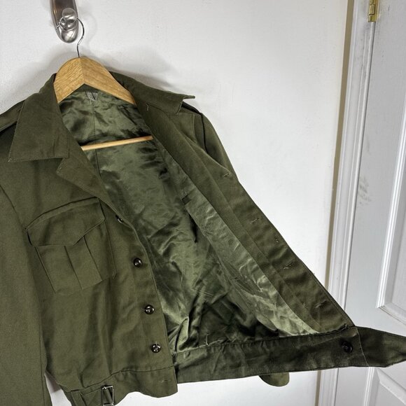 Vintage 1950s Canadian Army Wool Battle Dress Jacket P50 Olive Military 39 M - Picture 5 of 7